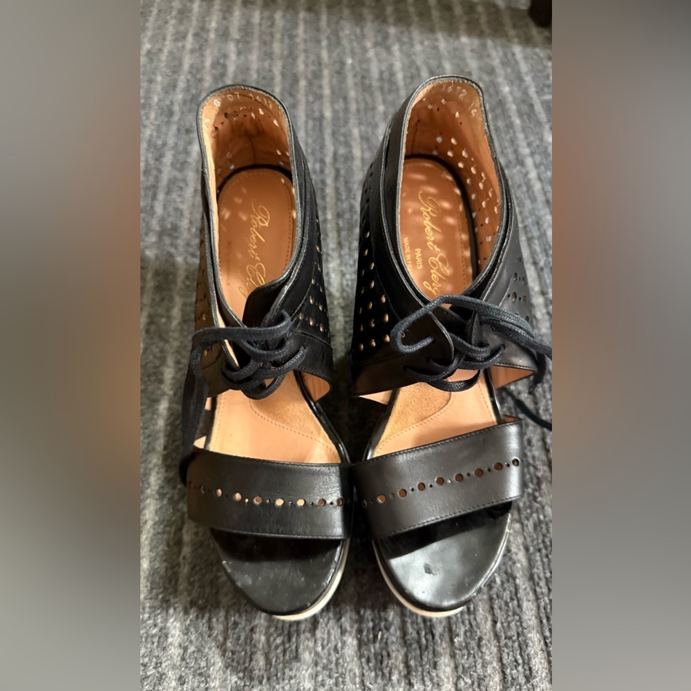 Robert Clergerie Black Leather Heeled Sandals